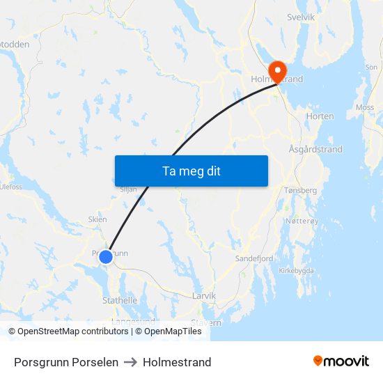 Porsgrunn Porselen to Holmestrand map