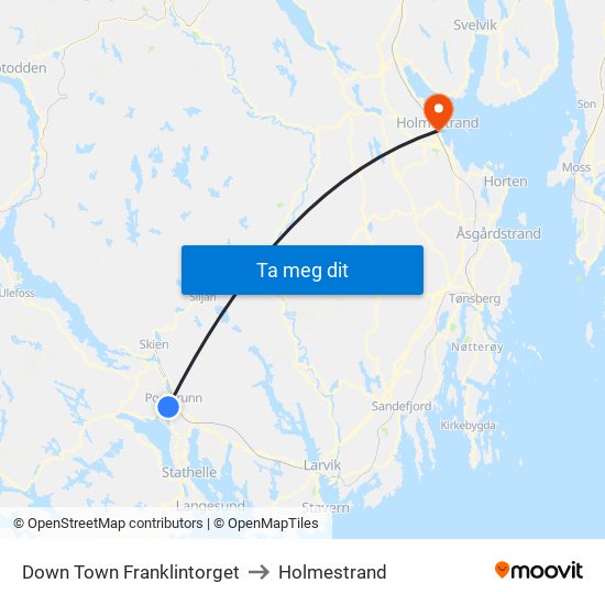 Down Town Franklintorget to Holmestrand map