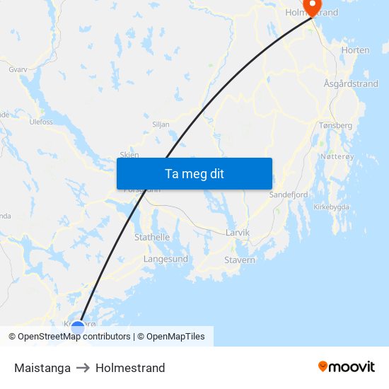 Maistanga to Holmestrand map