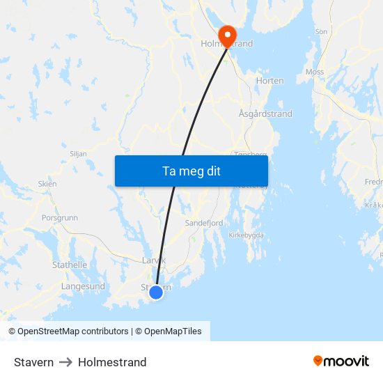 Stavern to Holmestrand map