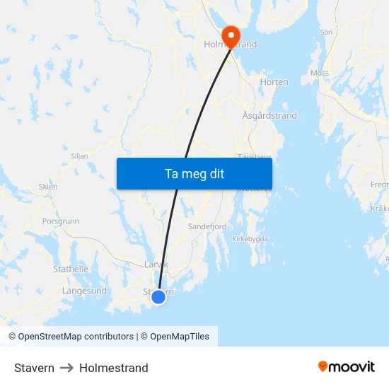 Stavern to Holmestrand map