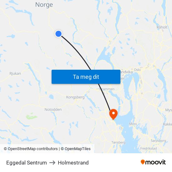 Eggedal Sentrum to Holmestrand map