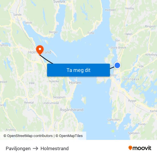 Paviljongen to Holmestrand map