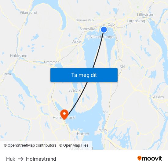 Huk to Holmestrand map