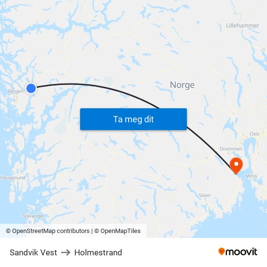 Sandvik Vest to Holmestrand map
