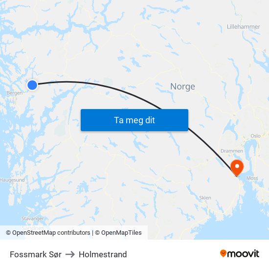 Fossmark Sør to Holmestrand map