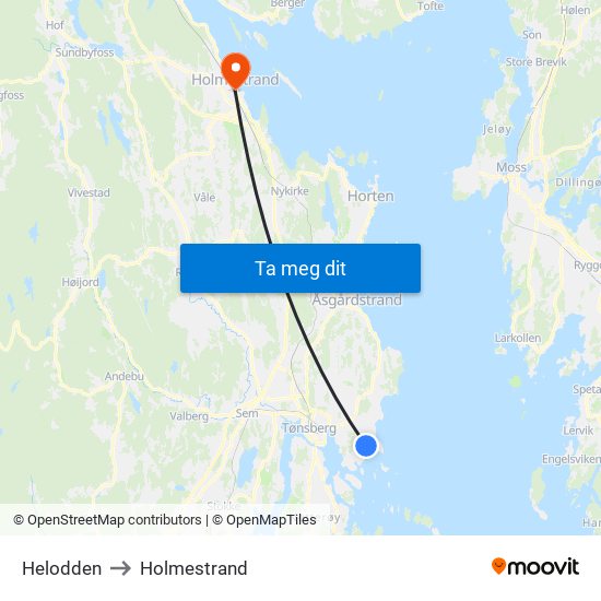 Helodden to Holmestrand map