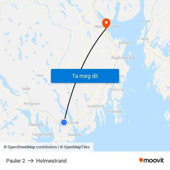 Pauler 2 to Holmestrand map