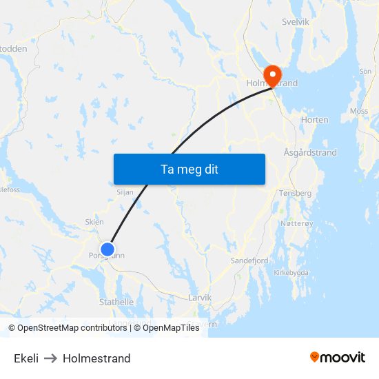 Ekeli to Holmestrand map