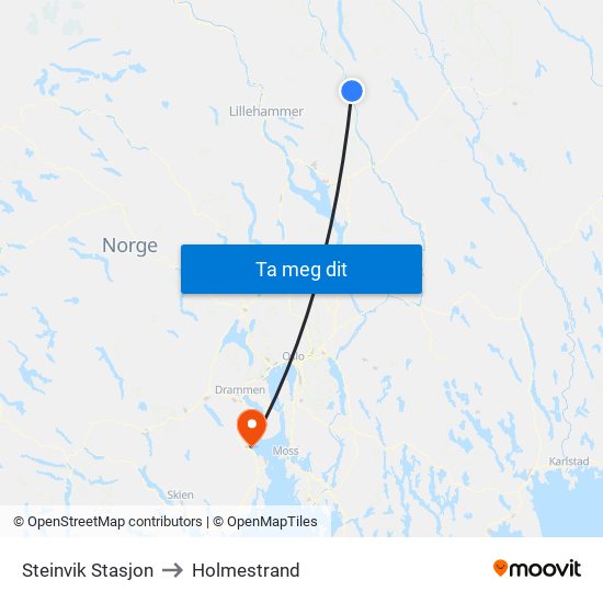 Steinvik Stasjon to Holmestrand map