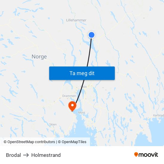 Brodal to Holmestrand map