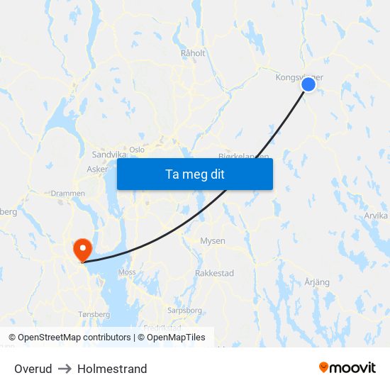 Overud to Holmestrand map