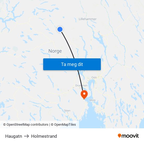 Haugatn to Holmestrand map