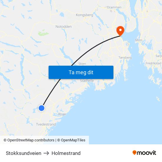 Stokksundveien to Holmestrand map