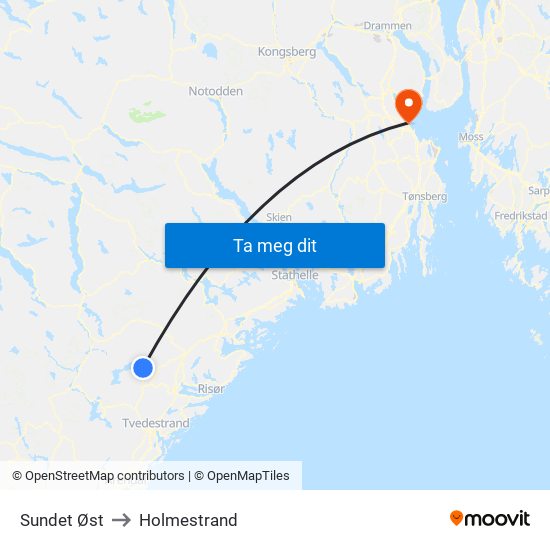 Sundet Øst to Holmestrand map