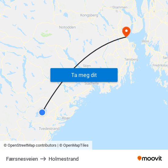 Færsnesveien to Holmestrand map