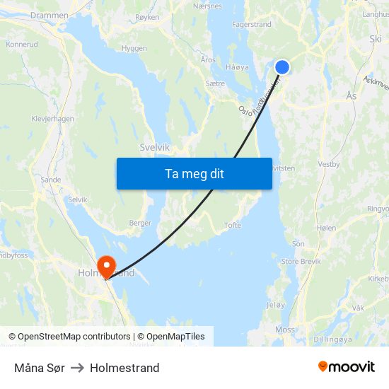 Måna Sør to Holmestrand map