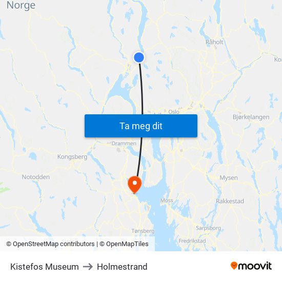 Kistefos Museum to Holmestrand map