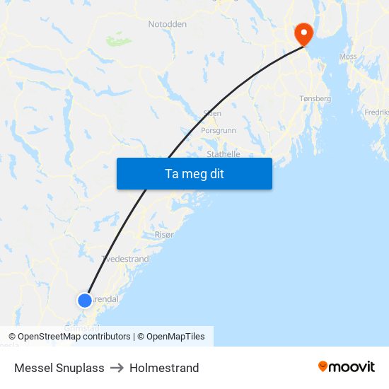 Messel Snuplass to Holmestrand map