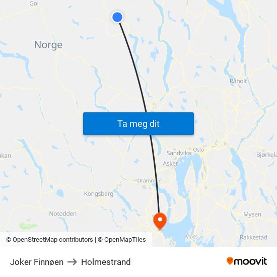 Joker Finnøen to Holmestrand map