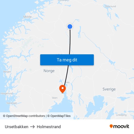 Ursetbakken to Holmestrand map