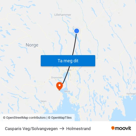 Casparis Veg/Solvangvegen to Holmestrand map