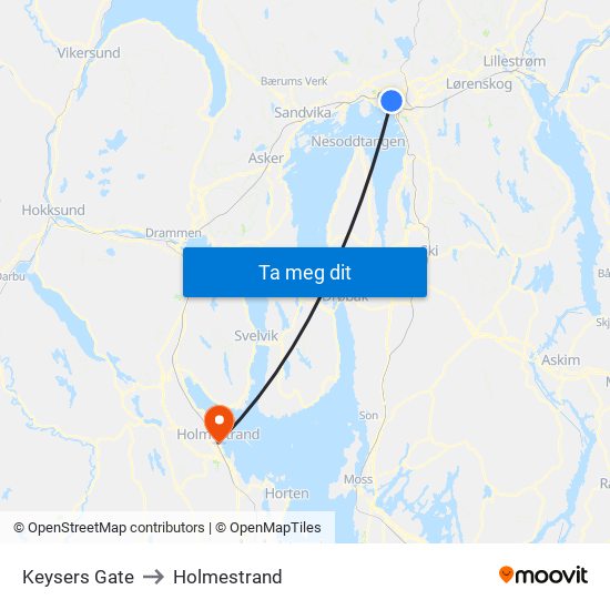 Keysers Gate to Holmestrand map