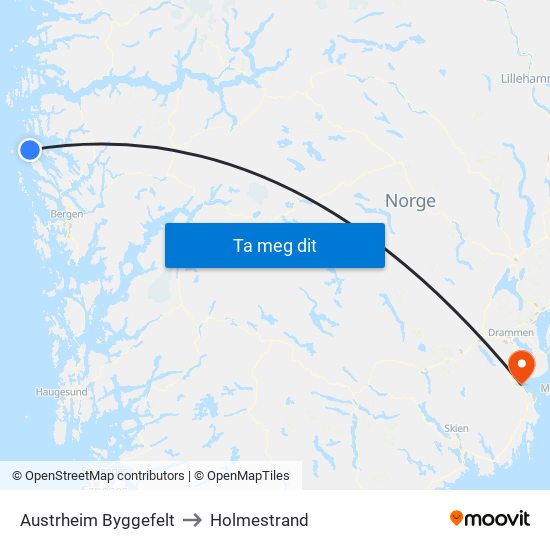 Austrheim Byggefelt to Holmestrand map