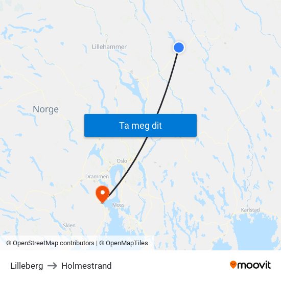 Lilleberg to Holmestrand map