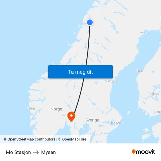 Mo Stasjon to Mysen map