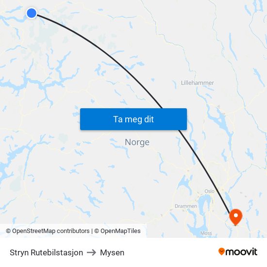 Stryn Rutebilstasjon to Mysen map