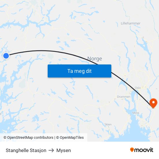 Stanghelle Stasjon to Mysen map