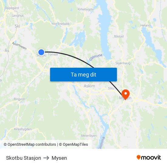 Skotbu Stasjon to Mysen map