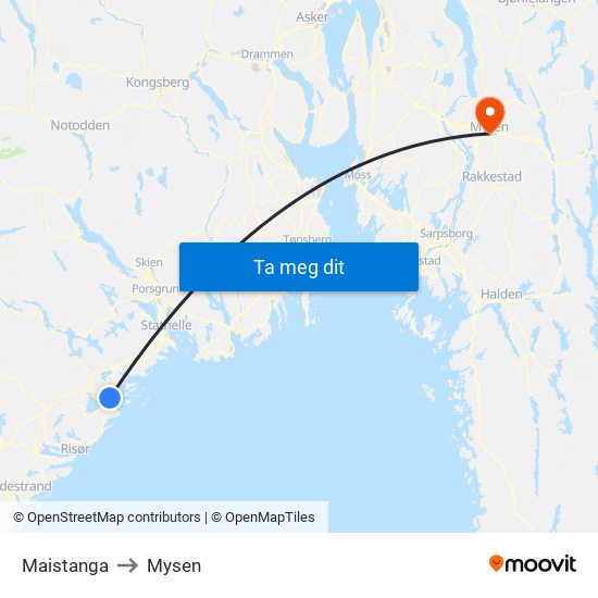 Maistanga to Mysen map