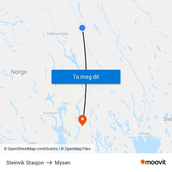 Steinvik Stasjon to Mysen map