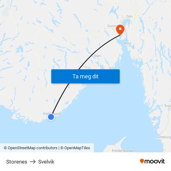 Storenes to Svelvik map