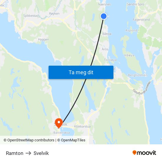 Ramton to Svelvik map