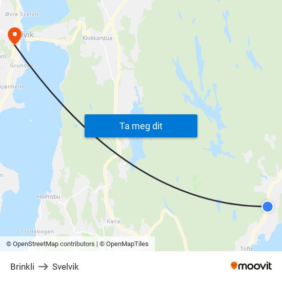 Brinkli to Svelvik map