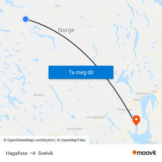 Hagafoss to Svelvik map