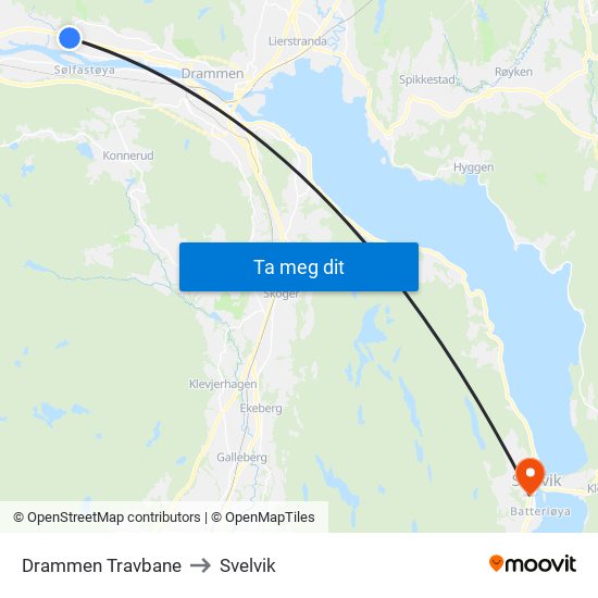 Drammen Travbane to Svelvik map