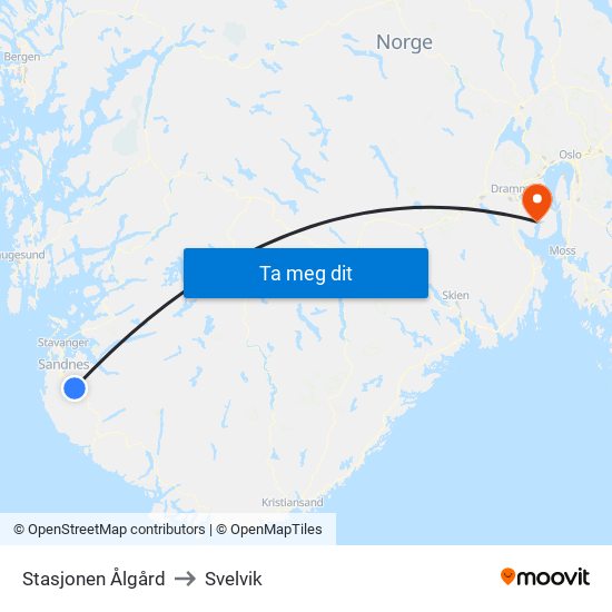 Stasjonen Ålgård to Svelvik map