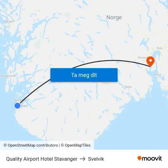 Quality Airport Hotel Stavanger to Svelvik map