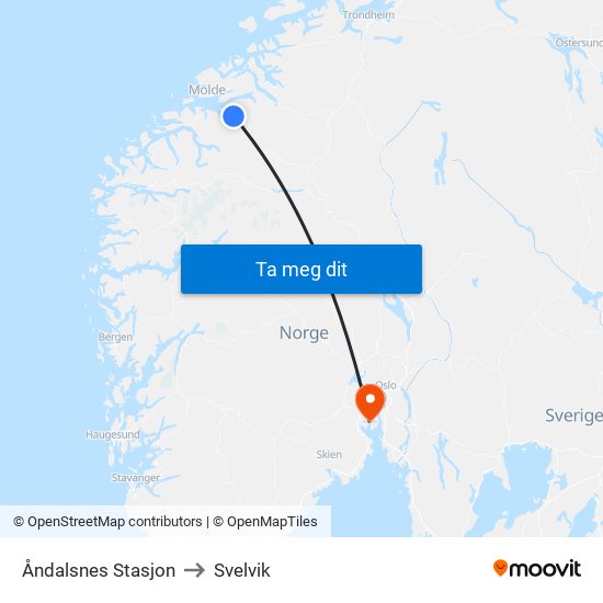 Åndalsnes Stasjon to Svelvik map