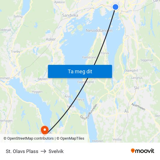 St. Olavs Plass to Svelvik map