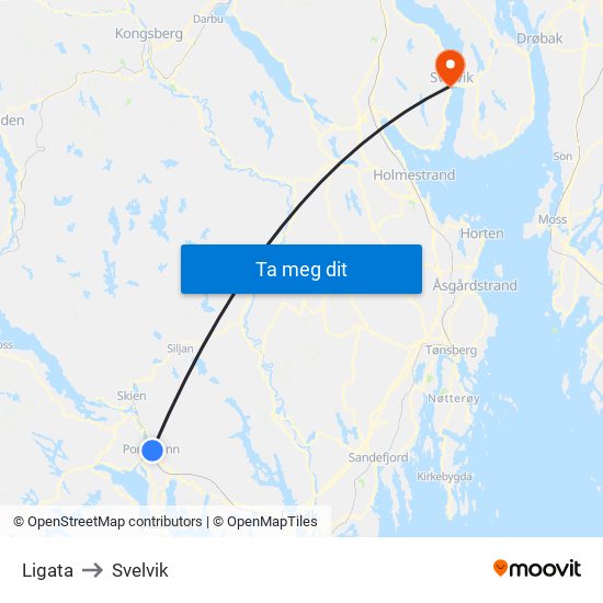 Ligata to Svelvik map