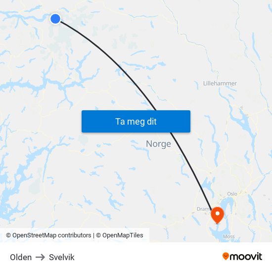 Olden to Svelvik map
