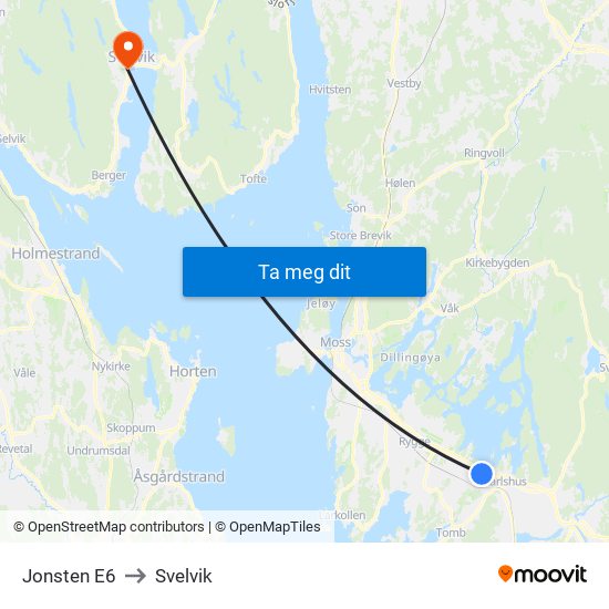 Jonsten E6 to Svelvik map