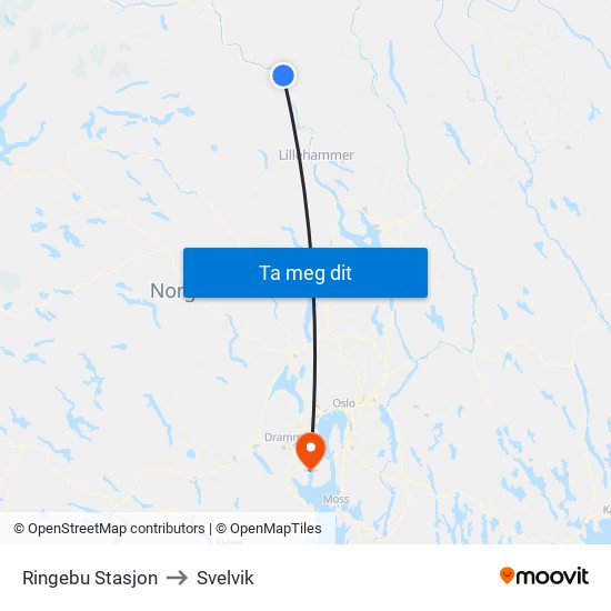 Ringebu Stasjon to Svelvik map