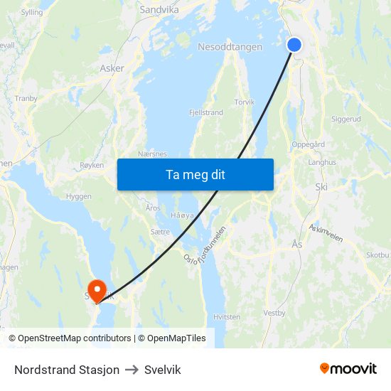 Nordstrand Stasjon to Svelvik map