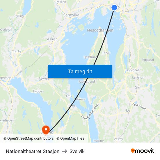Nationaltheatret Stasjon to Svelvik map